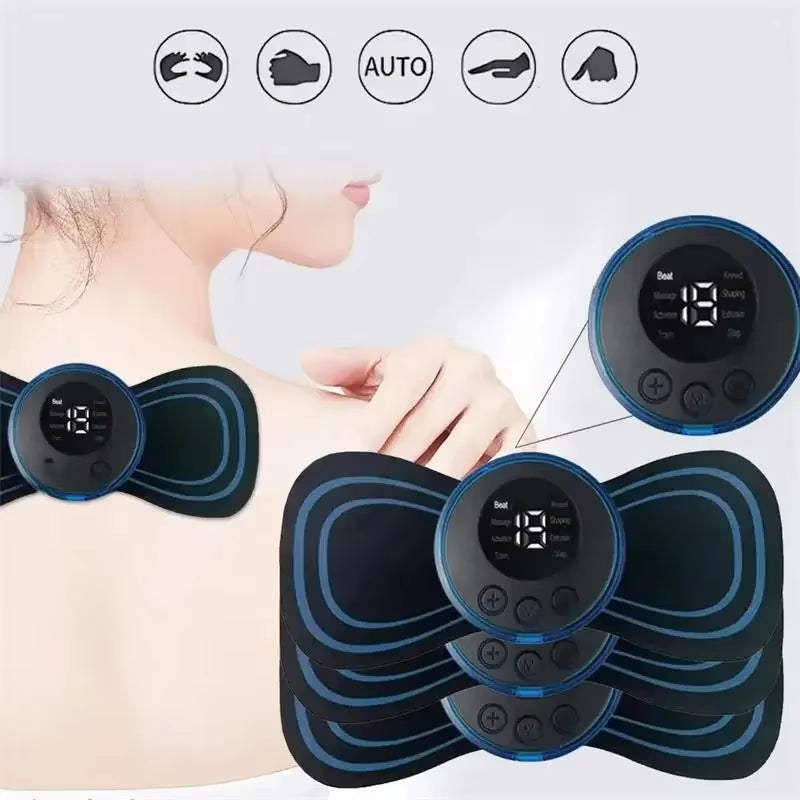 Remote Control EMS Neck Massager Mini Cervical Back Patch Stimulator Massageador Mat Portable Gel Pad Stickers Slim